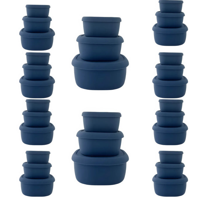 Blue Kuvings 3-Piece Silicone Lunch Box Set - 10 Pack Bundle