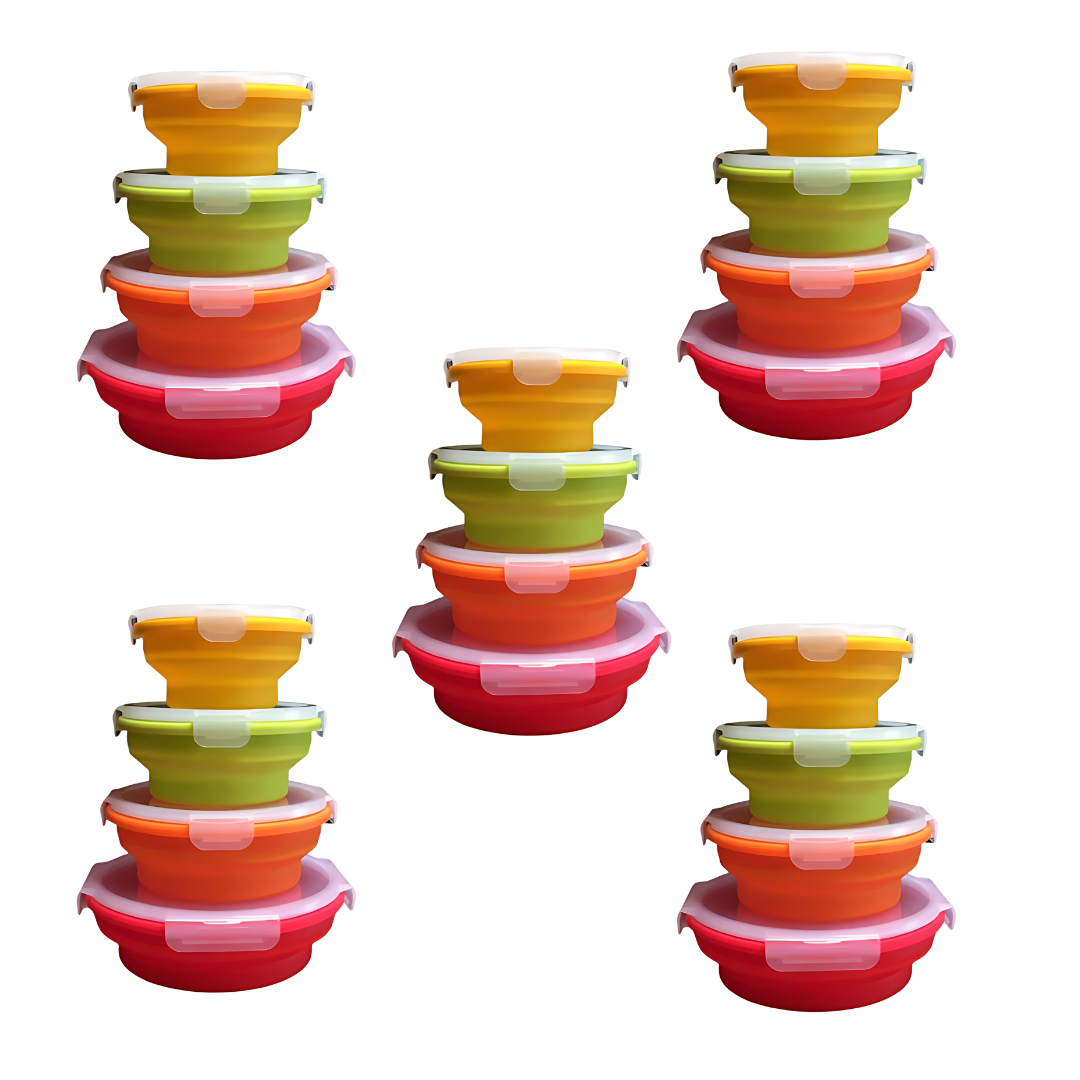 Pack & Stack’ Containers – Round - 5 Pack Bundle | Green Shop
