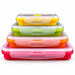 Pack & Stack collapsible silicone storage containers, rectangular 4 pack from 350ml to 1200ml