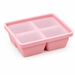 Pink silicone freezer tray with lid, 4 compartments for baby food portions and batch meal prep