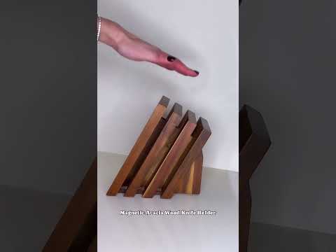 Compact Magnetic Acacia Wood Knife Holder
