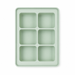 Mint green 6-compartment silicone baby food freezer tray, top view showing deep portion wells