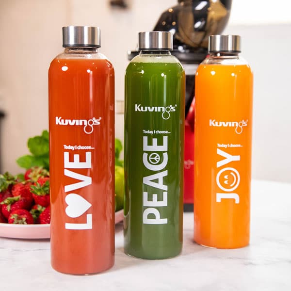 3 Pack of 1 Litre Glass Bottles with Stainless Steel Lid - Green Shop Online