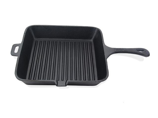 Cast Iron Square Grill Pan 26 x 4.5cm with Helper Handle - Green Shop Online