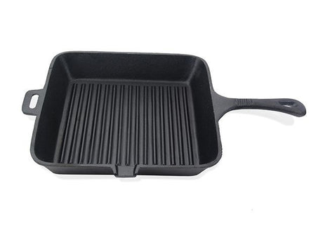 Cast Iron Square Grill Pan 26 x 4.5cm with Helper Handle - Green Shop Online