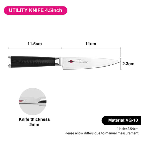 4.5" Utility knife MUSASHI 11cm steel DAMASCUS - Green Shop Online