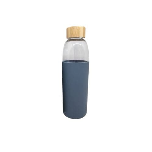 Sports Glass Bottle with Bamboo Lid - 750ml Sage Green And Dark Blue