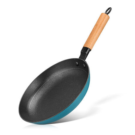 Frying Pan 24cm x 4.5cm with Wooden Handle - Green Shop Online