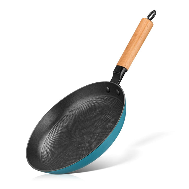 Frying Pan 24cm x 4.5cm with Wooden Handle - Green Shop Online