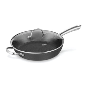 Iron Die Cast Frying Pan with Glass Lid 30 x 8cm - Pack of 10 - Green Shop Online
