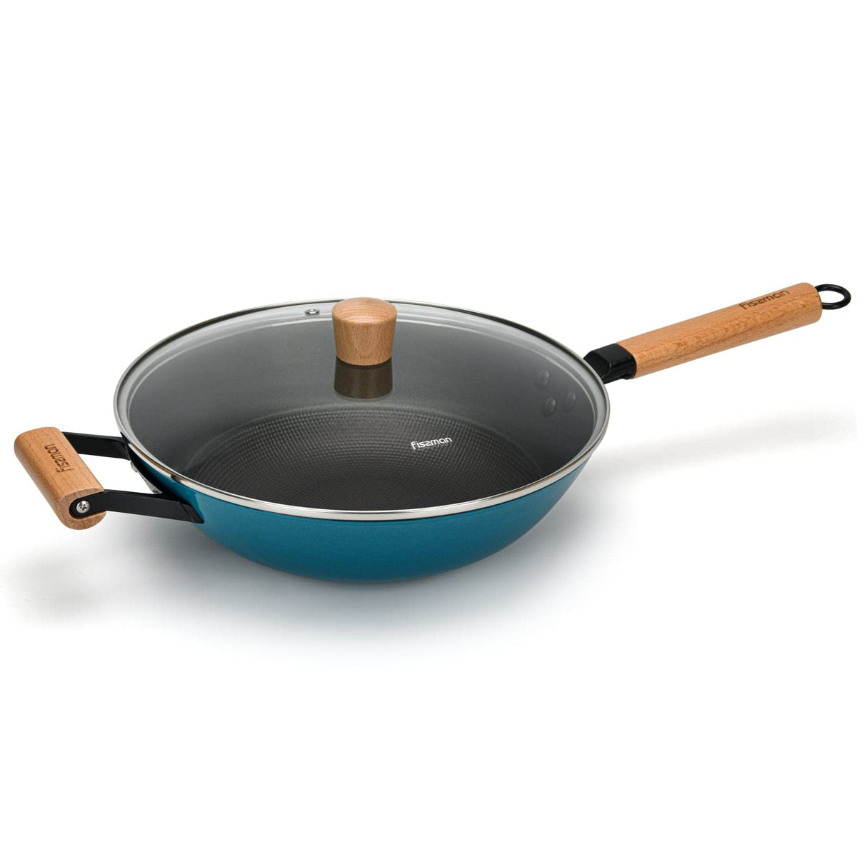 Enameled lightweight cast iron with non-stick coating 30 cm x 8.4 cm Wok Style Fry Pan - Green Shop Online