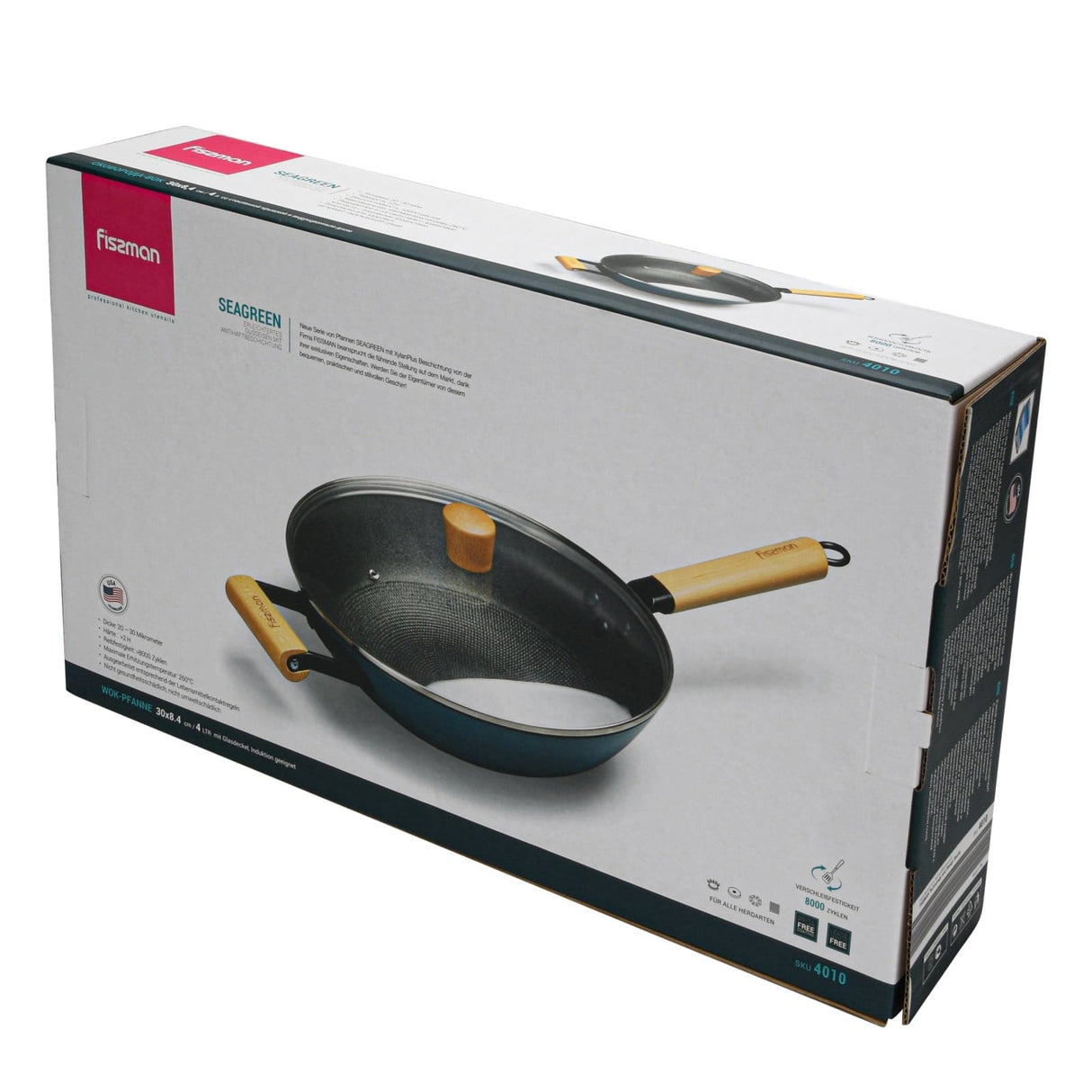 Enameled lightweight cast iron with non-stick coating 30 cm x 8.4 cm Wok Style Fry Pan - Pack of 10 - Green Shop Online