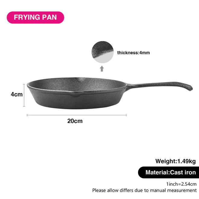 Non-Stick Cast Iron Frying Pan 20cm - Durable, Easy-Clean - Green Shop Online