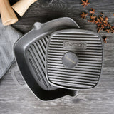 Non-Stick Cast Iron Square Grill Pan 26 x 5.3cm - Green Shop Online