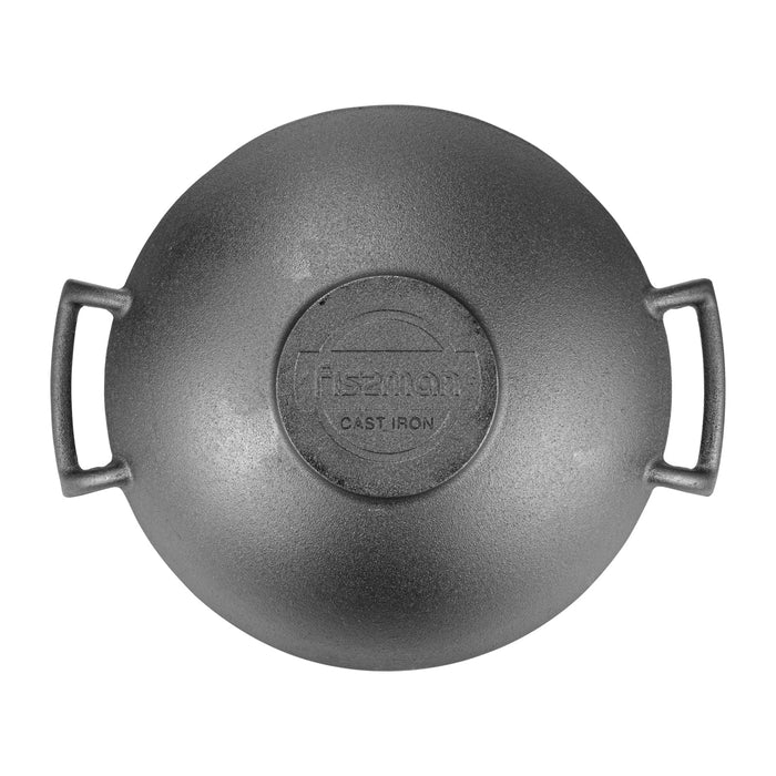 Wok 35 x 10.4cm 4.85 LTR with glass lid - Cast iron
