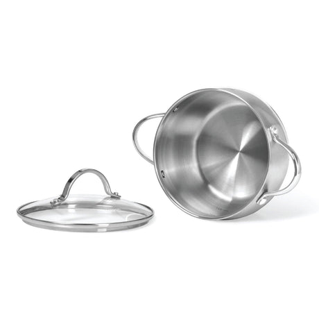 Stockpot 18 x 10cm 2.5 LTR with Glass Lid Stainless Steel - Green Shop Online