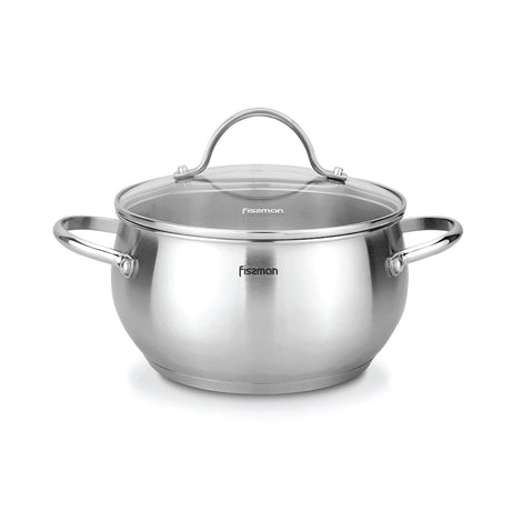 Stockpot 24 x 13cm 5.9 LTR with glass lid stainless steel - Green Shop Online