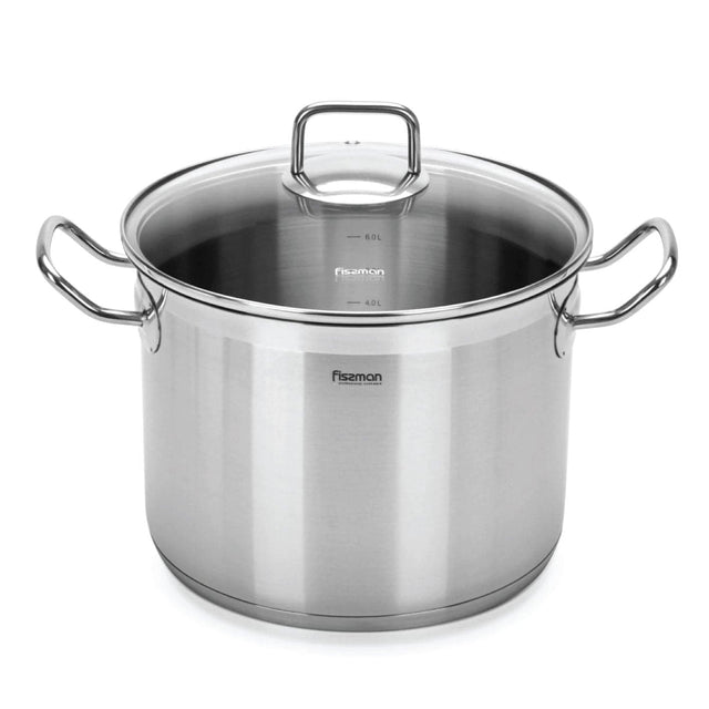 Stockpot 24 x 18cm 8.1 LTR with Glass Lid Stainless Steel - Green Shop Online