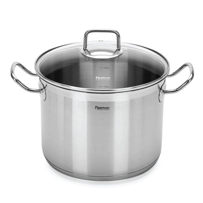 Stockpot 24 x 18cm 8.1 LTR with Glass Lid Stainless Steel