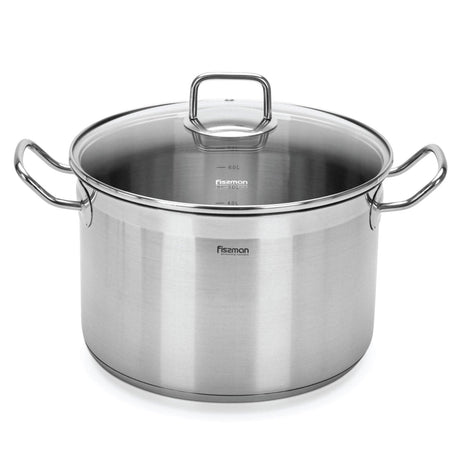 Stockpot 26 x 17cm 9.0 LTR with Glass Lid Stainless Steel - Green Shop Online
