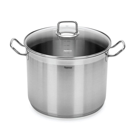 Stockpot 28x21.5 cm / 13.2 LTR with glass lid (stainless steel) - Green Shop Online