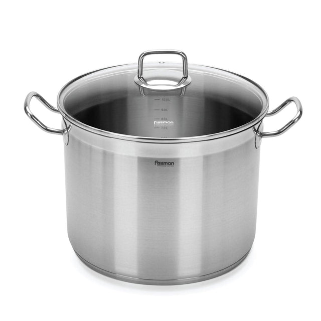 Stockpot 28x21.5 cm / 13.2 LTR with glass lid (stainless steel) - Green Shop Online
