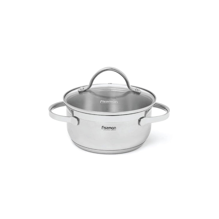 Stockpot 16 x 7.5cm  1.5 LTR with glass lid stainless steel