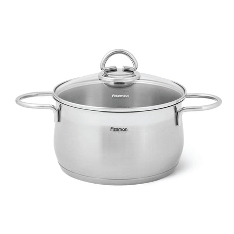 Stockpot 20 x 11.5cm  3.6 LTR with Glass Lid Stainless Steel - Green Shop Online