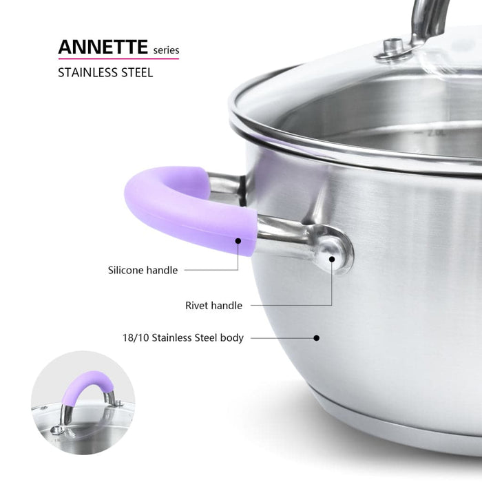 Stockpot ANNETTE 18 x 9cm 2 LTR with glass lid