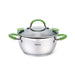 Stockpot 18x9cm with Pouring Lip and Lid Strainer Stainless Steel