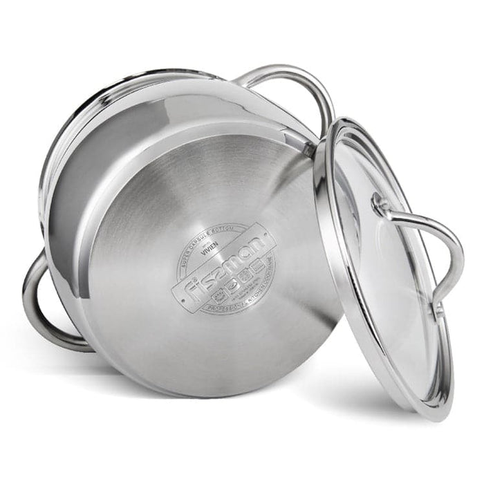 Stockpot 20 x 16.8cm 5.7 LTR with glass lid stainless steel