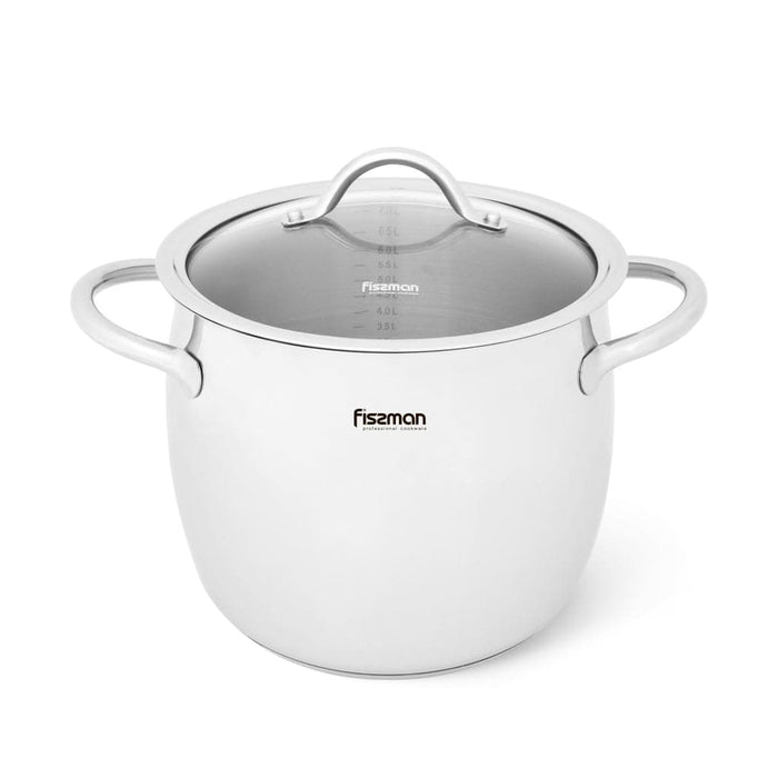Stockpot 22 x 18.7cm 7.7 LTR with glass lid stainless steel