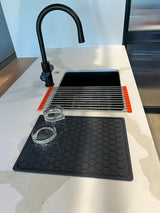 Silicone Dish Drainer Mat - Dark Grey - Hexagon 30x40cm - Green Shop Online