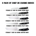 Chef de Cuisine Knives 5 Pack with Bonus Holder