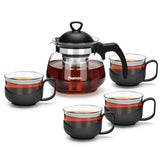 Tea pot 700ml with 4 cups 150ml glass - Green Shop Online