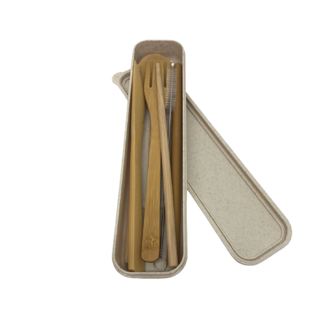 Eco Friendly Bamboo Cutlery 7 Piece Set with New Wheat Box - Green Shop Online