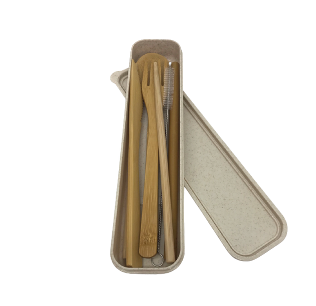Eco Friendly Bamboo Cutlery 7 Piece Set with New Wheat Box - Green Shop Online