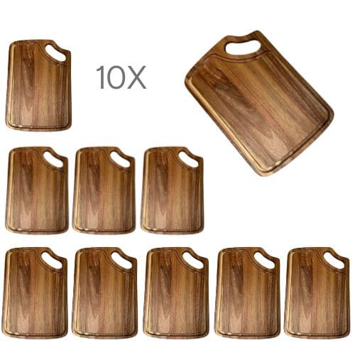 Acacia Wood Pizza Cutting Board - Rectangular - Pack Of 10