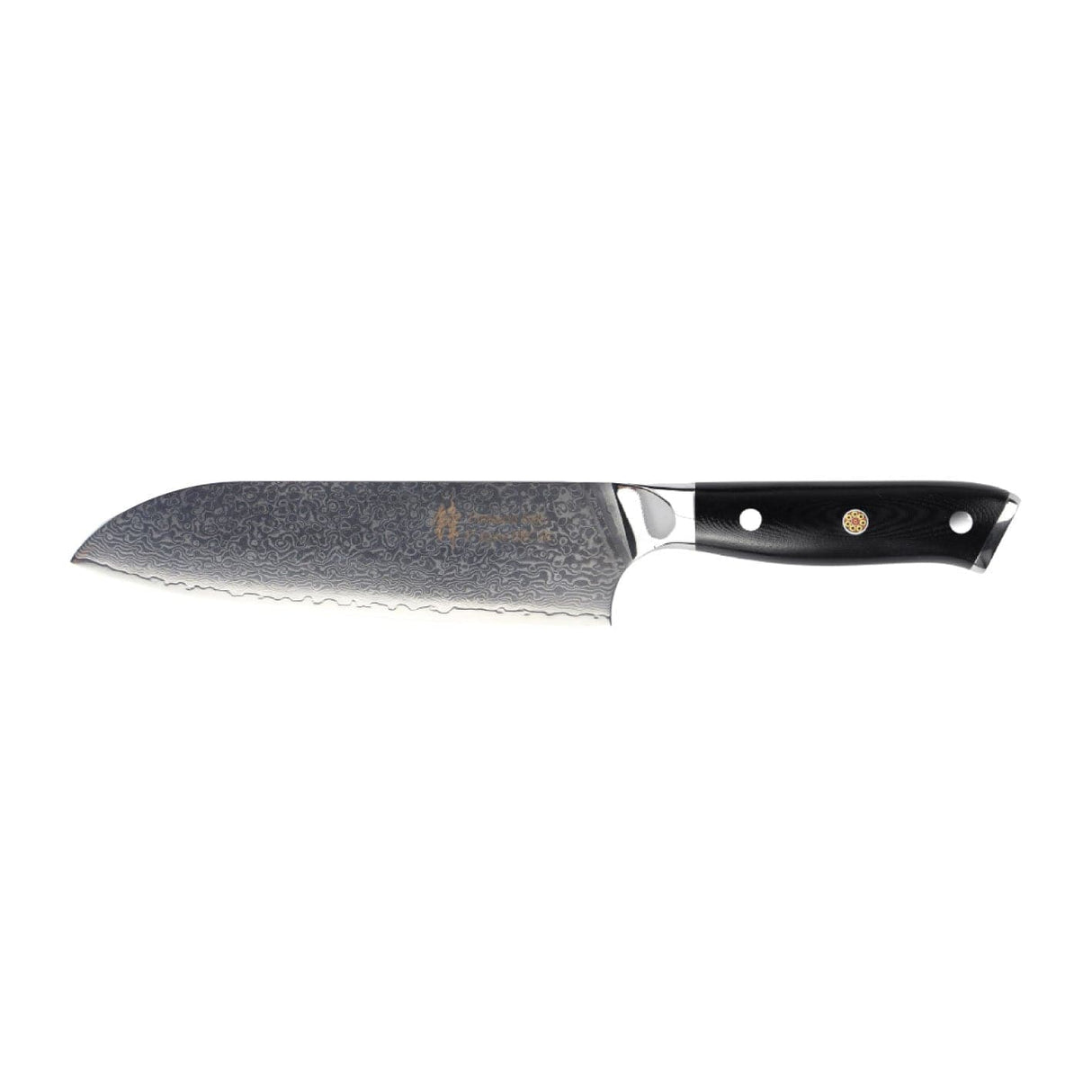 Santoku Knife 7 in Damascus Steel – black fibreglass handle - Green Shop Online