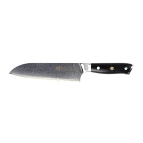 Santoku Knife 7 in Damascus Steel – black fibreglass handle - Green Shop Online