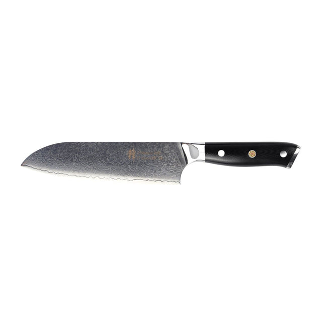 Santoku Knife 7 in Damascus Steel – black fibreglass handle - Green Shop Online