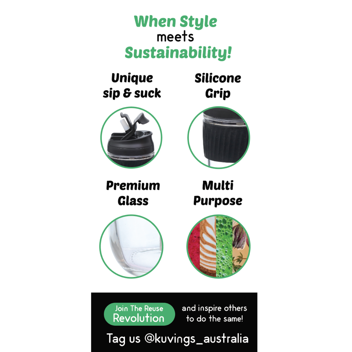 Large Reusable Travel Cup - 540ml - Green Shop Online