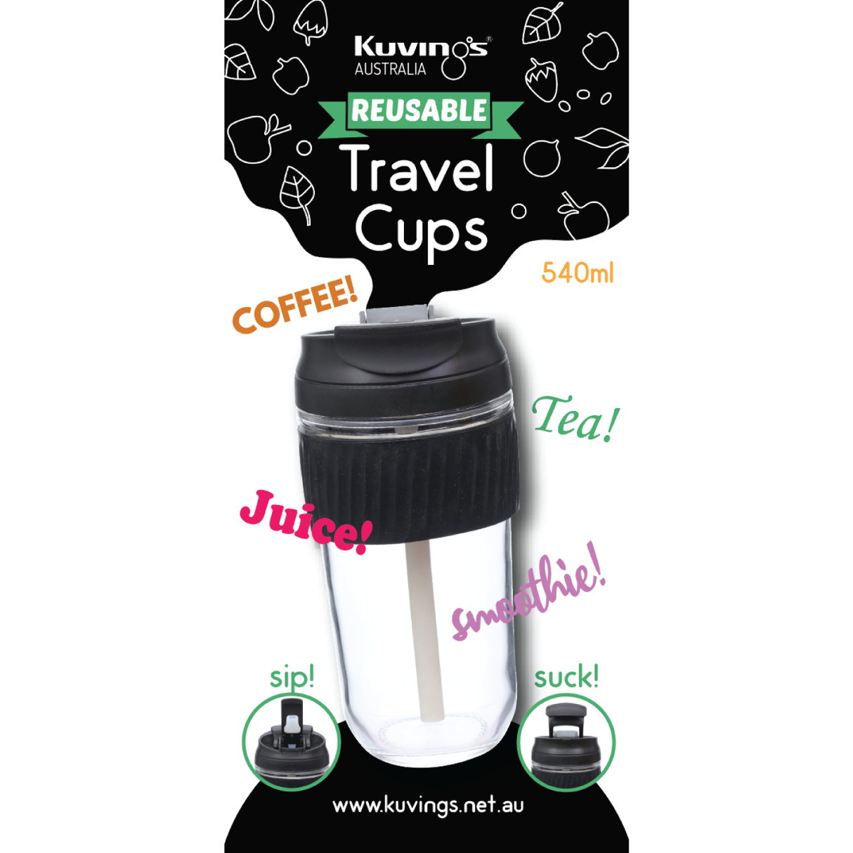 Large Reusable Travel Cup - 540ml - Green Shop Online