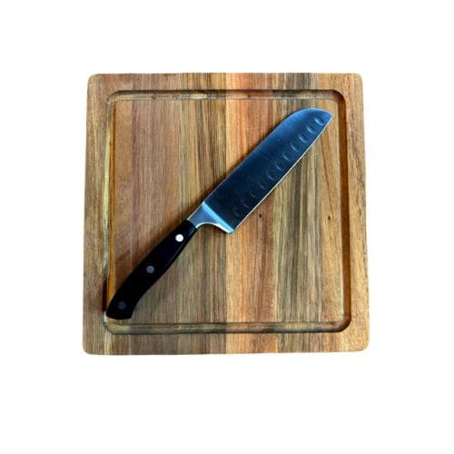 Chef De Cuisine Santoku Knife + Acacia Reversible Serving Board Pack