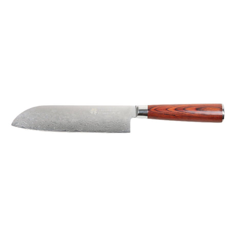 Santoku Knife 7 in Damascus Steel – Pakka wooden Handle - Green Shop Online