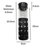 Glass Water Bottle with Silicone Sleeve - 550ml - Green Shop Online