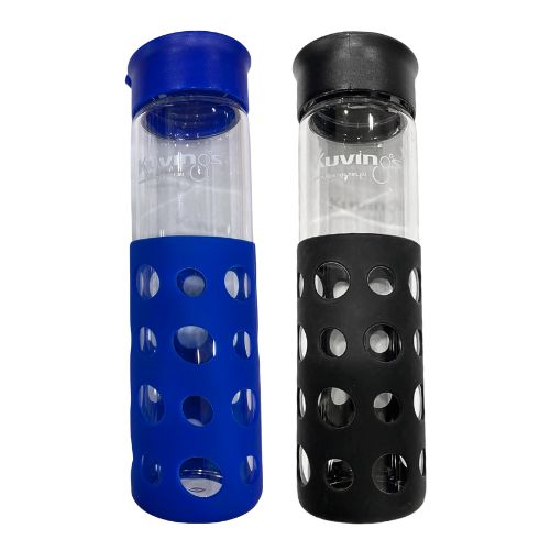 Glass Water Bottle with Silicone Sleeve - 550ml - Green Shop Online