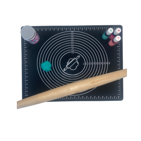 Baking Silicone Mat for Rolling Dough with measurements- Black - 40 x 30cm - Green Shop Online