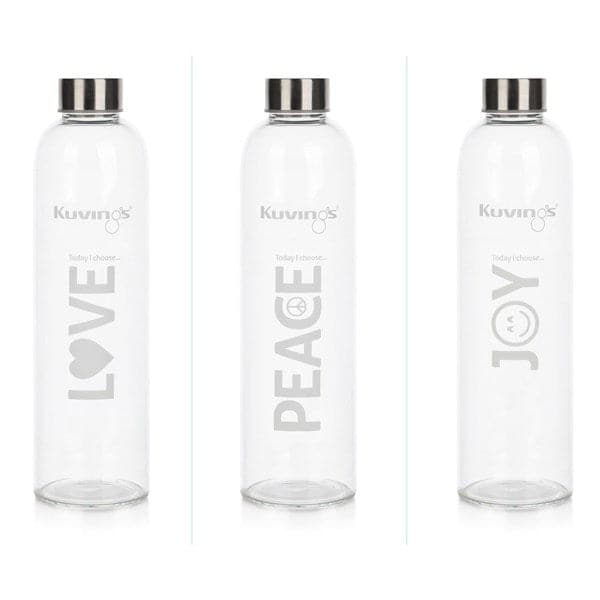 3 Pack of 1 Litre Glass Bottles with Stainless Steel Lid - Green Shop Online