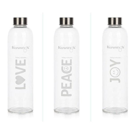 3 Pack of 1 Litre Glass Bottles with Stainless Steel Lid - Green Shop Online